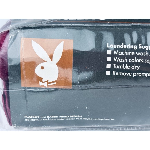 Playboy Bunny Logo Satin Sheets Queen Bed Set - 4 Piece Vintage 1986 Purple Plum - Picture 9 of 14